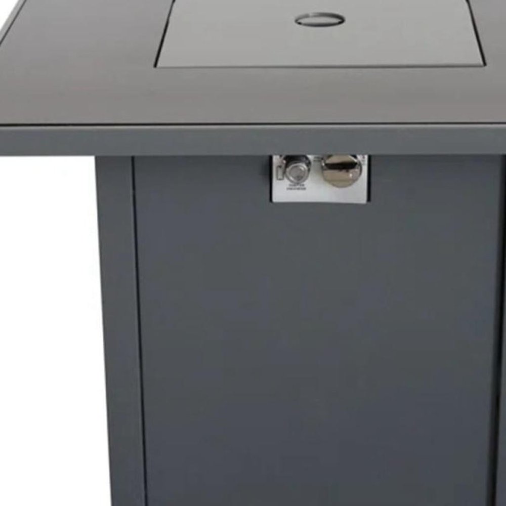50,000 BTU 30" Black Steel Propane Square Outdoor Fire Pit with Cover