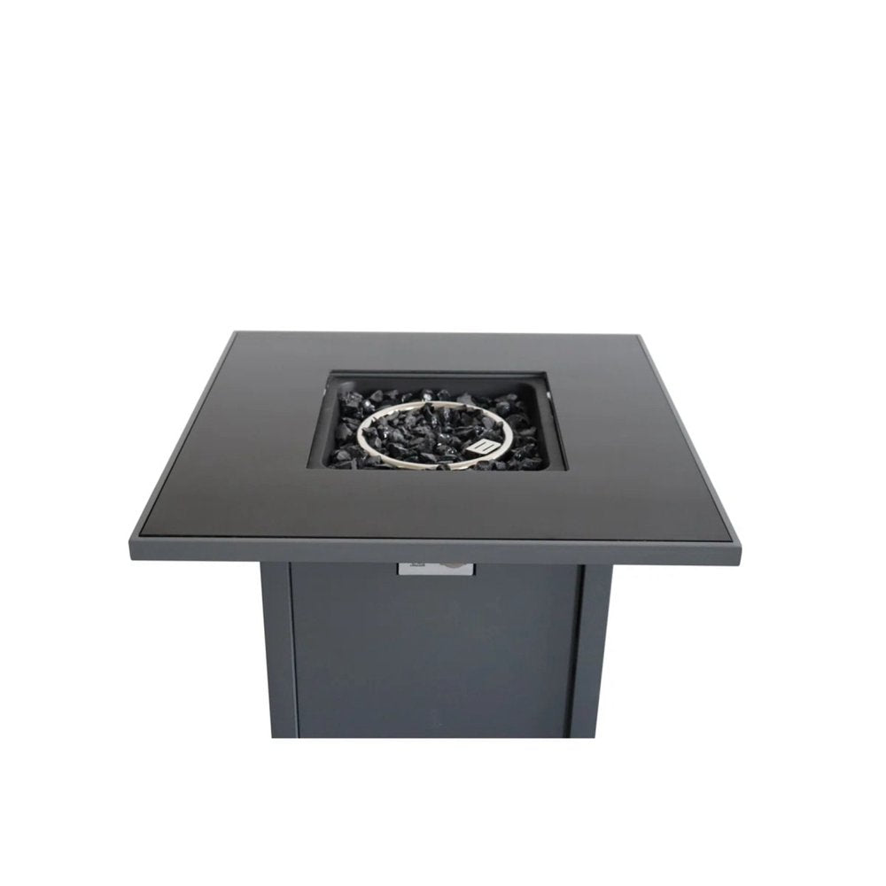 50,000 BTU 30" Black Steel Propane Square Outdoor Fire Pit with Cover