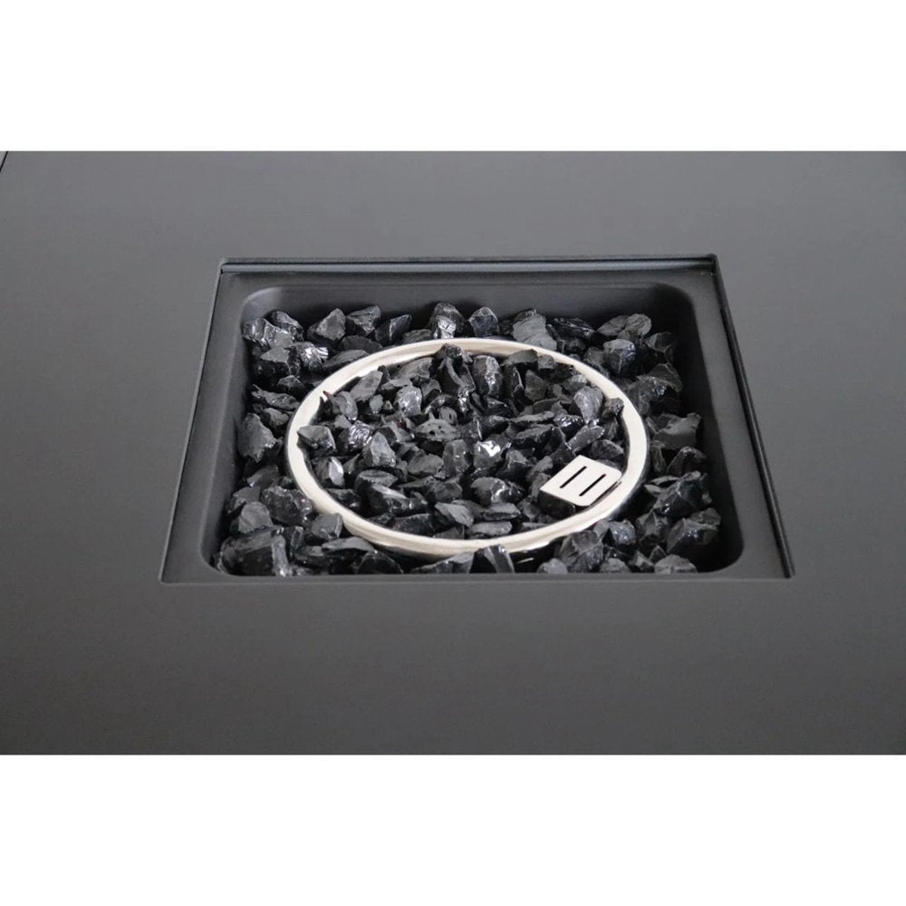 50,000 BTU 30" Black Steel Propane Square Outdoor Fire Pit with Cover