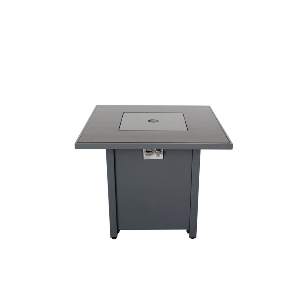 50,000 BTU 30" Black Steel Propane Square Outdoor Fire Pit with Cover