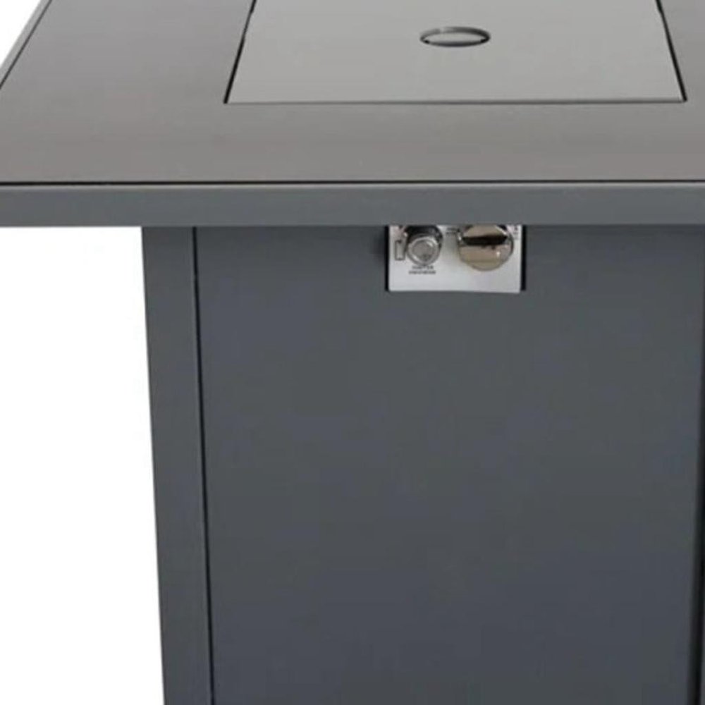 50,000 BTU 30" Black Steel Propane Square Outdoor Fire Pit with Cover
