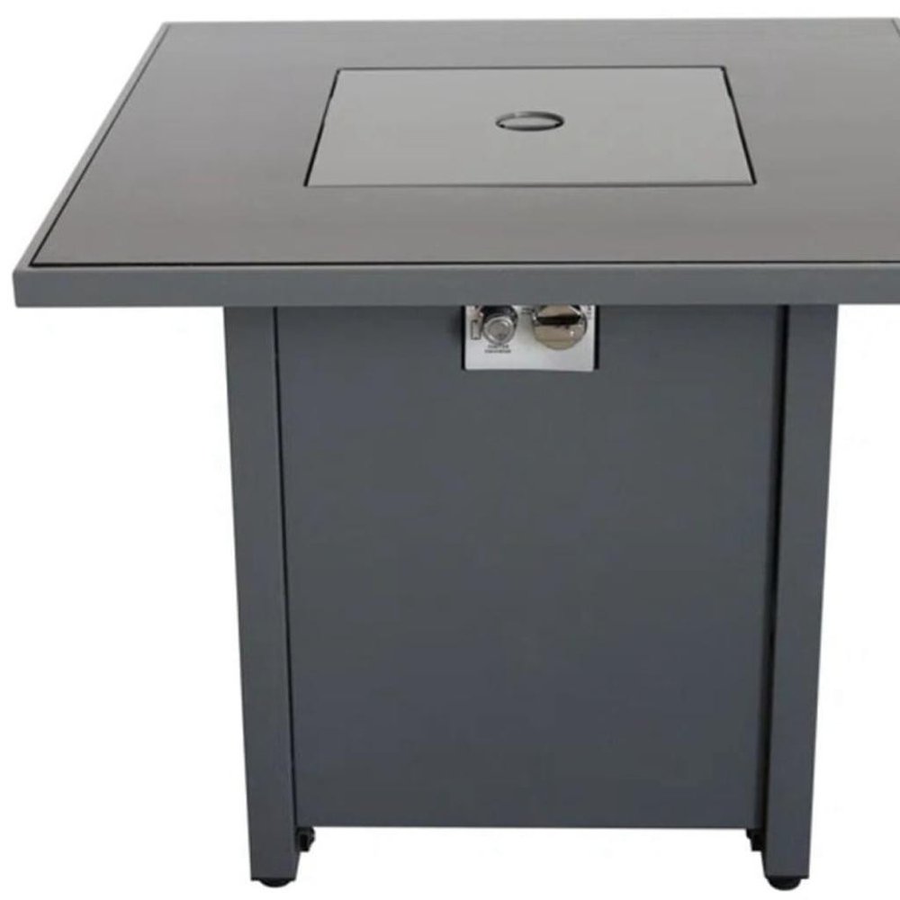 50,000 BTU 30" Black Steel Propane Square Outdoor Fire Pit with Cover