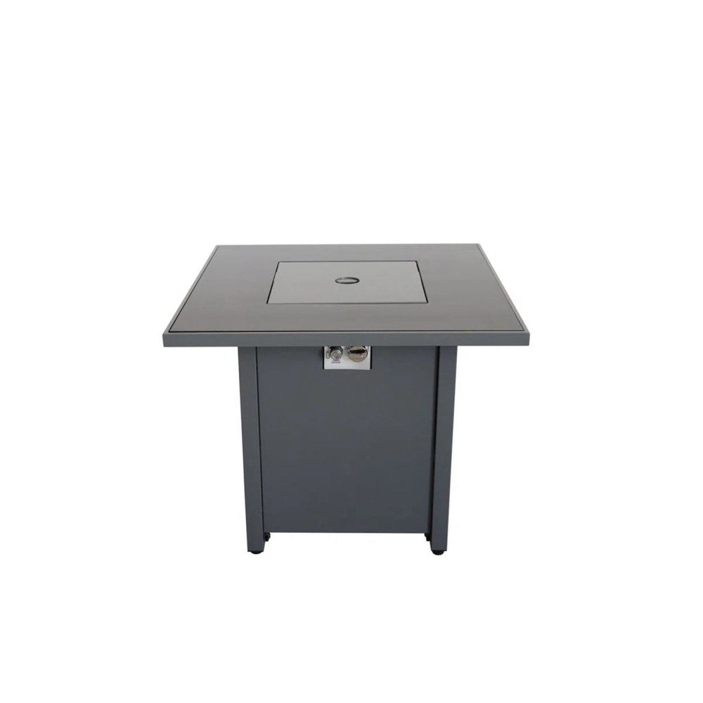 50,000 BTU 30" Black Steel Propane Square Outdoor Fire Pit with Cover