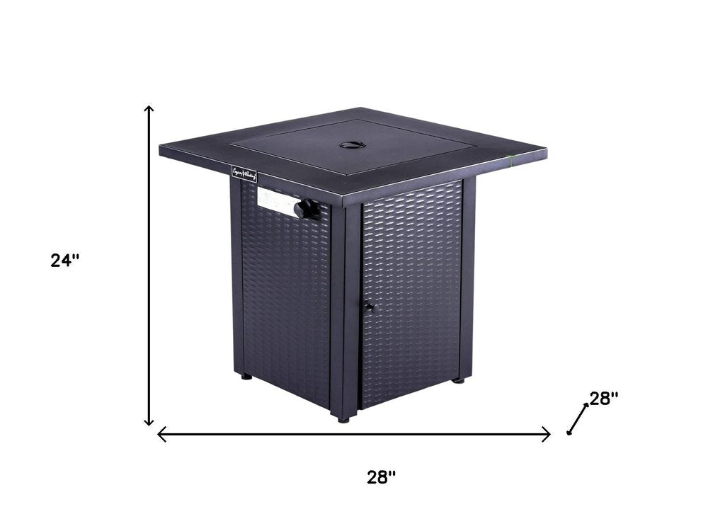 50,000 BTU 28" Black Steel Propane Square Outdoor Fire Pit with Cover