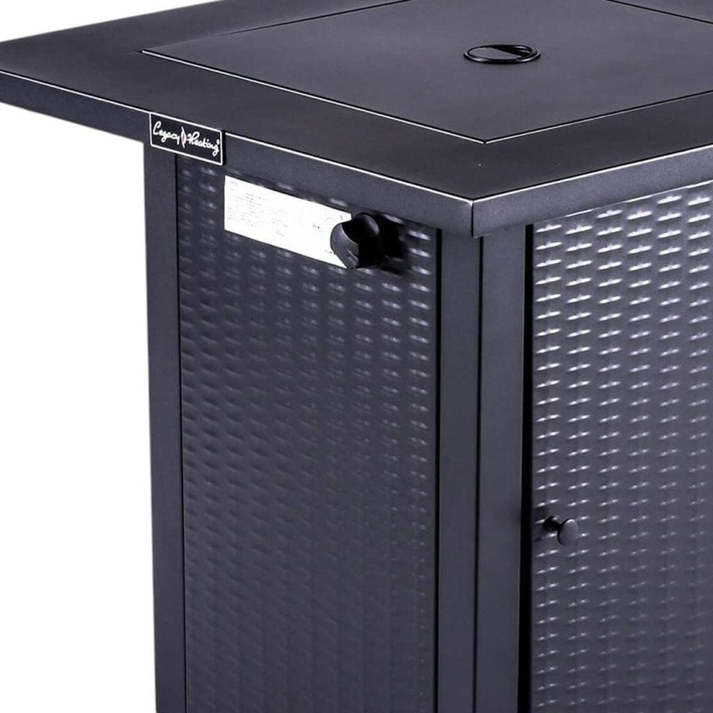 50,000 BTU 28" Black Steel Propane Square Outdoor Fire Pit with Cover
