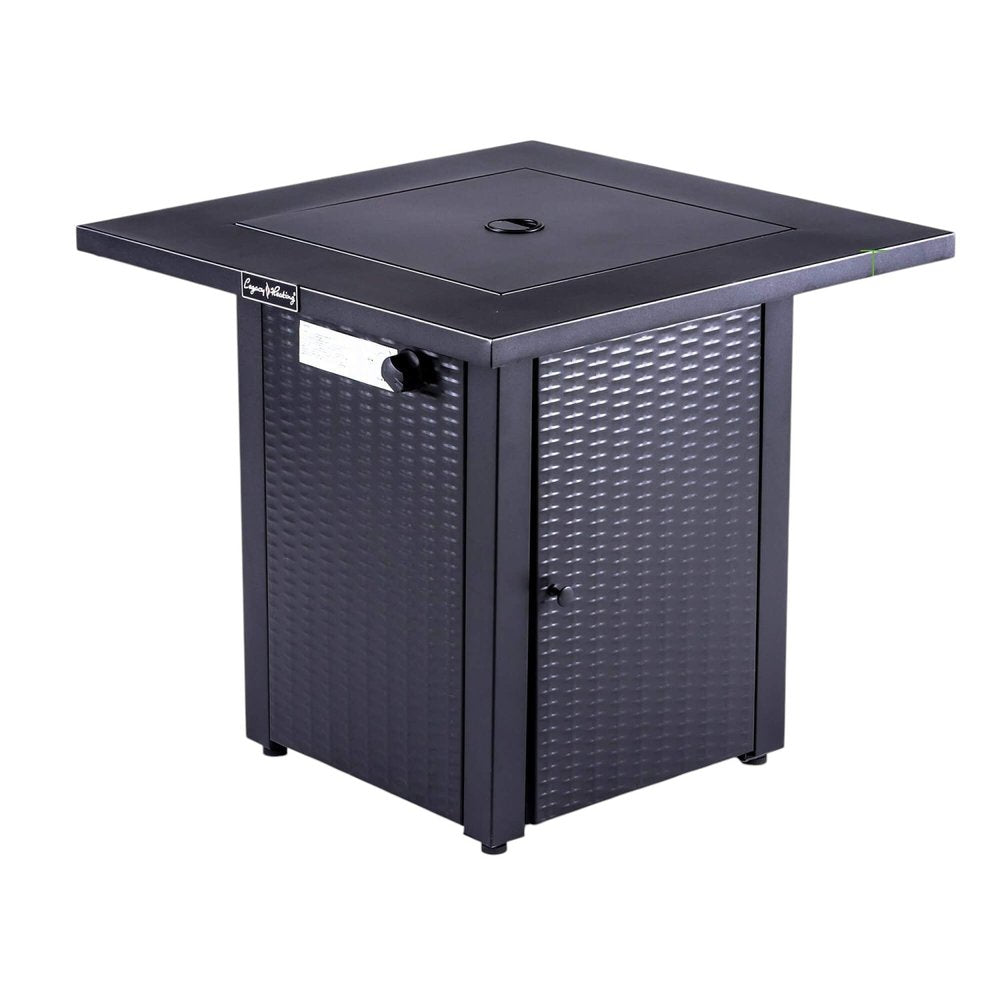 50,000 BTU 28" Black Steel Propane Square Outdoor Fire Pit with Cover