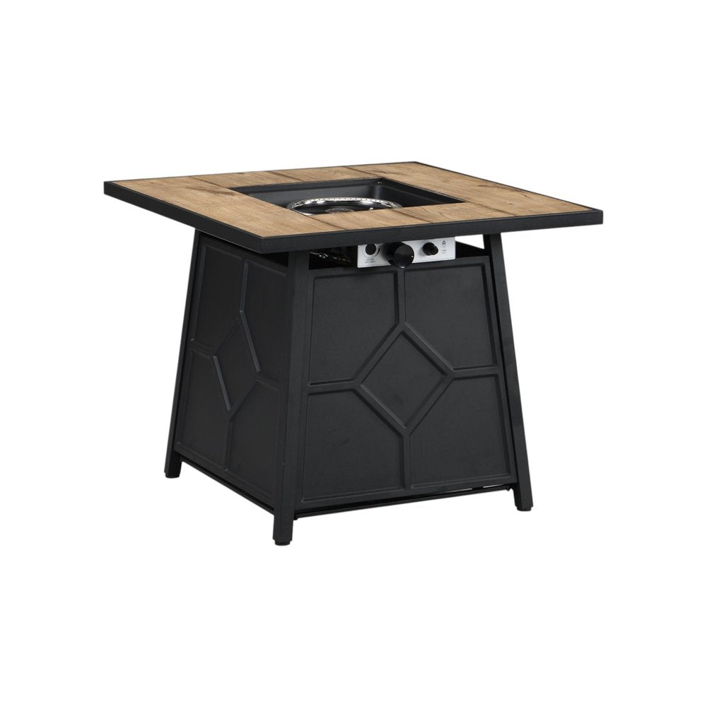 40,000 BTU 28" Brown Iron Propane Square Outdoor Fire Pit with Cover