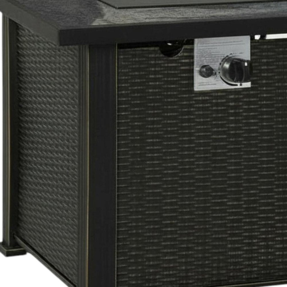 50,000 BTU 30" Black Steel Propane Square Outdoor Fire Pit with Cover