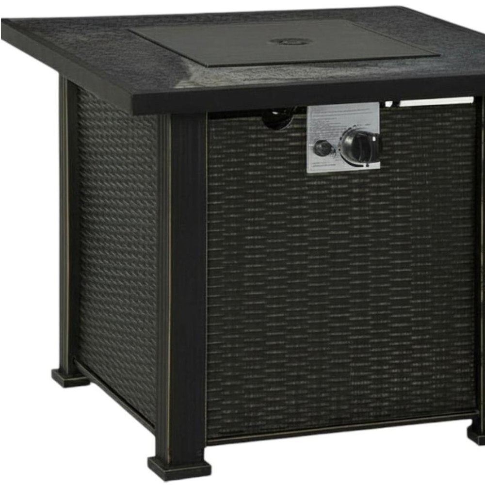50,000 BTU 30" Black Steel Propane Square Outdoor Fire Pit with Cover