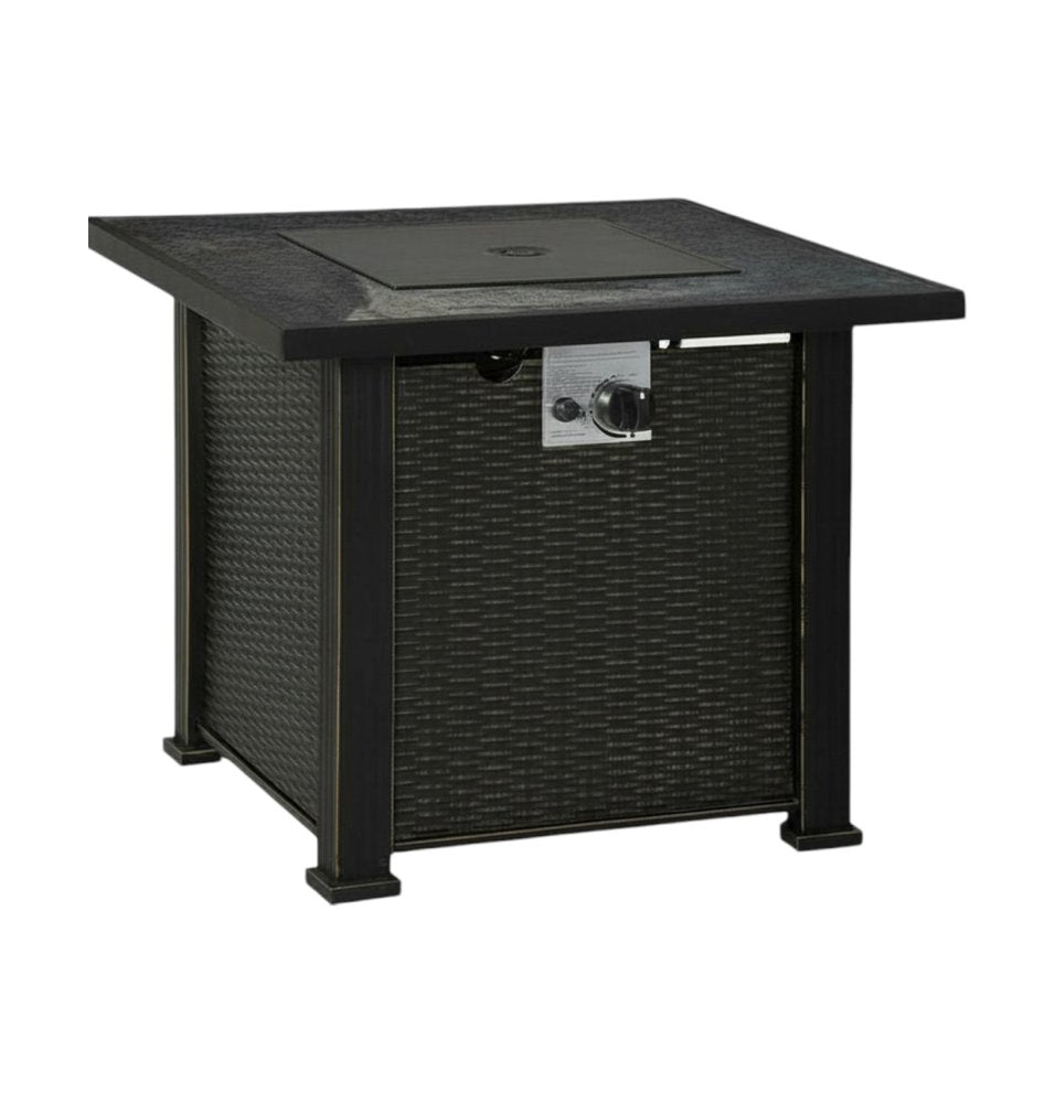 50,000 BTU 30" Black Steel Propane Square Outdoor Fire Pit with Cover