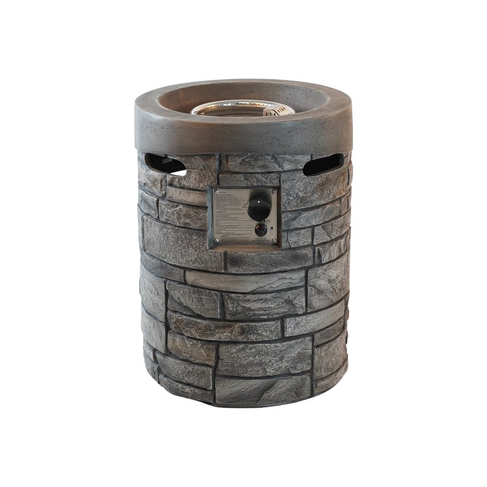 32,000 BTU 26" Gray Magnesium Oxide Propane Round Outdoor Fire Pit with Cover