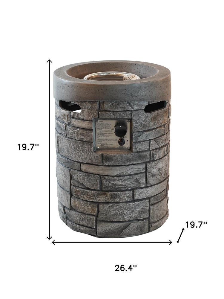 32,000 BTU 26" Gray Magnesium Oxide Propane Round Outdoor Fire Pit with Cover