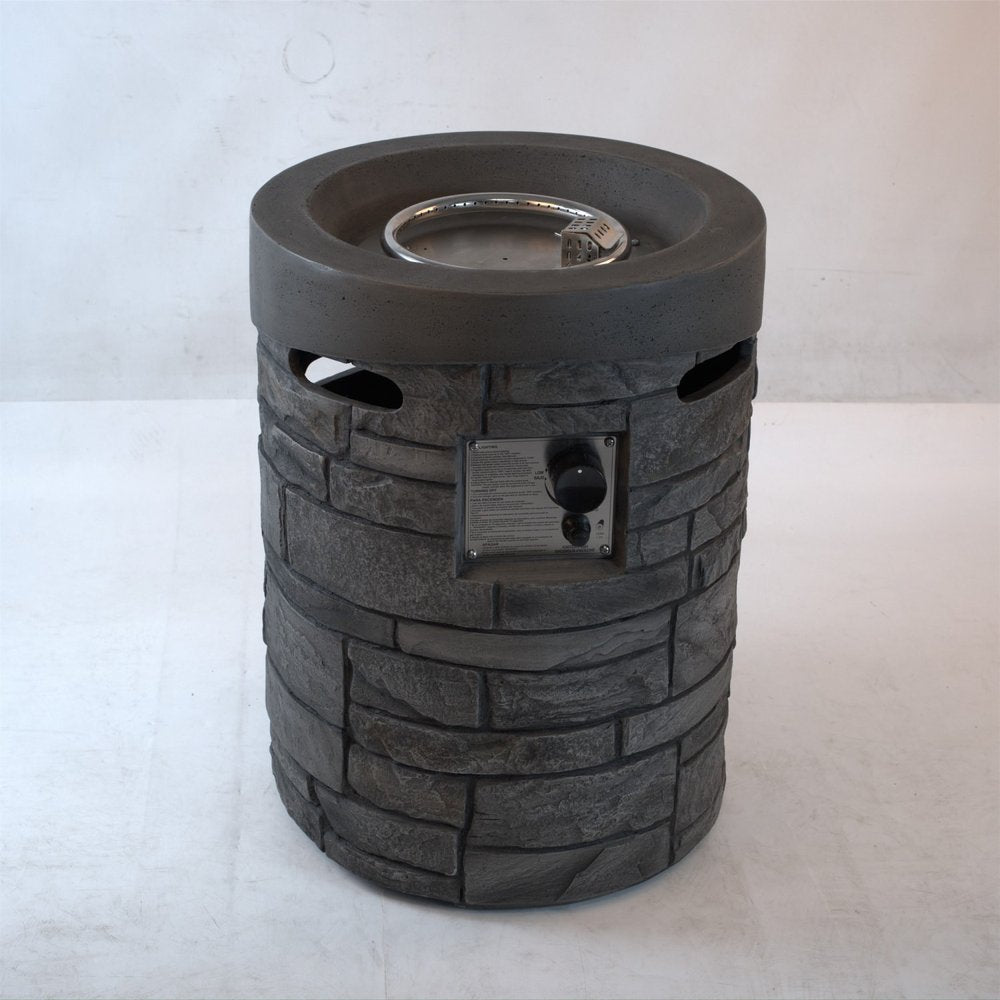 32,000 BTU 26" Gray Magnesium Oxide Propane Round Outdoor Fire Pit with Cover