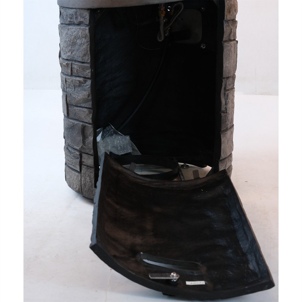 32,000 BTU 26" Gray Magnesium Oxide Propane Round Outdoor Fire Pit with Cover