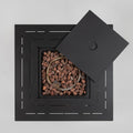 50,000 BTU 28" Black Rattan Propane Square Outdoor Fire Pit with Cover