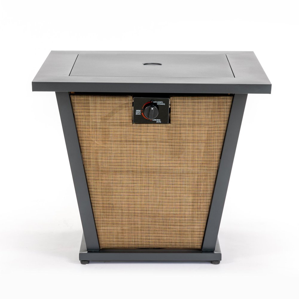 50,000 BTU 28" Black Steel Propane Square Outdoor Fire Pit with Cover