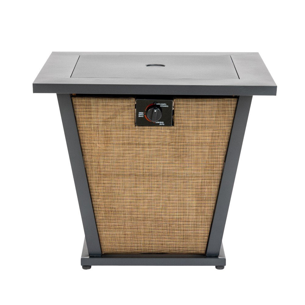 50,000 BTU 28" Black Steel Propane Square Outdoor Fire Pit with Cover