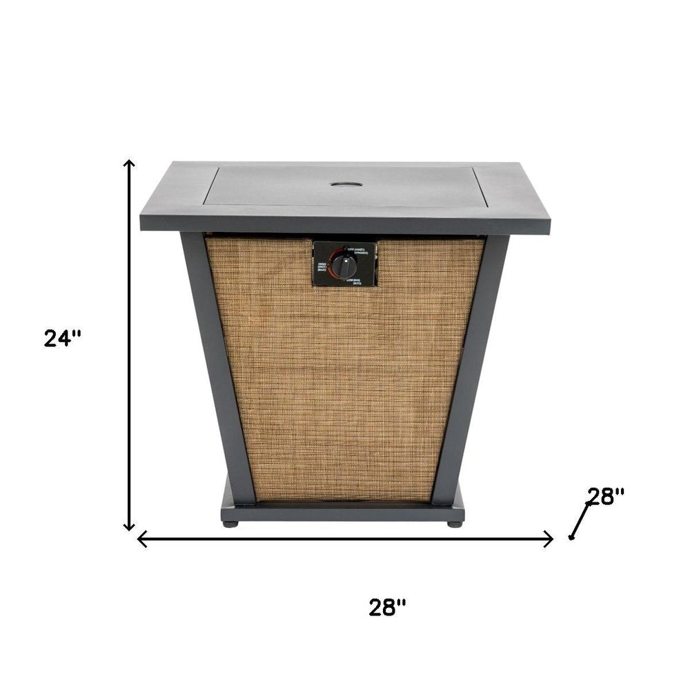 50,000 BTU 28" Black Steel Propane Square Outdoor Fire Pit with Cover