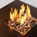 50,000 BTU 27" Brown Steel Propane Square Outdoor Fire Pit Table with Cover