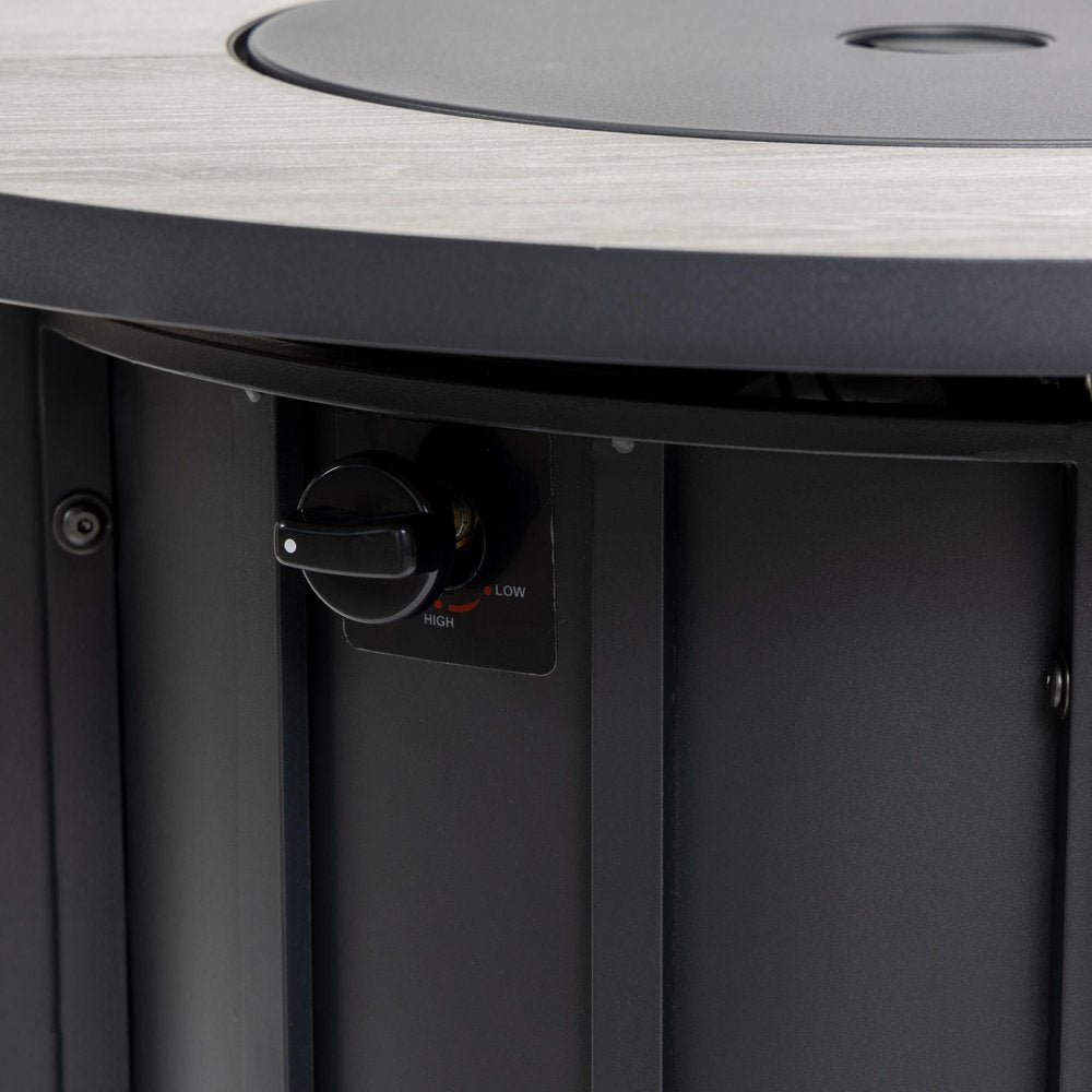 50,000 BTU 30" Black Steel Propane Column Outdoor Fire Pit with Cover