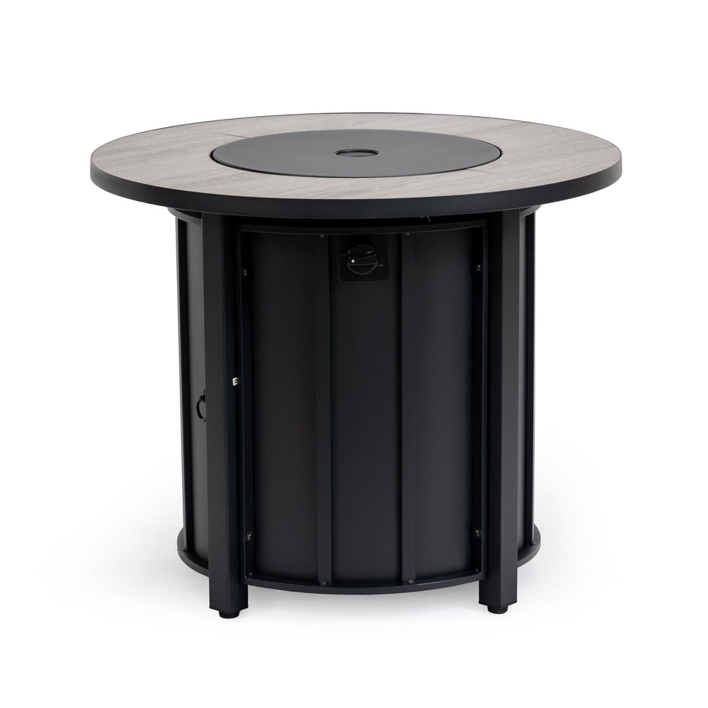 50,000 BTU 30" Black Steel Propane Column Outdoor Fire Pit with Cover