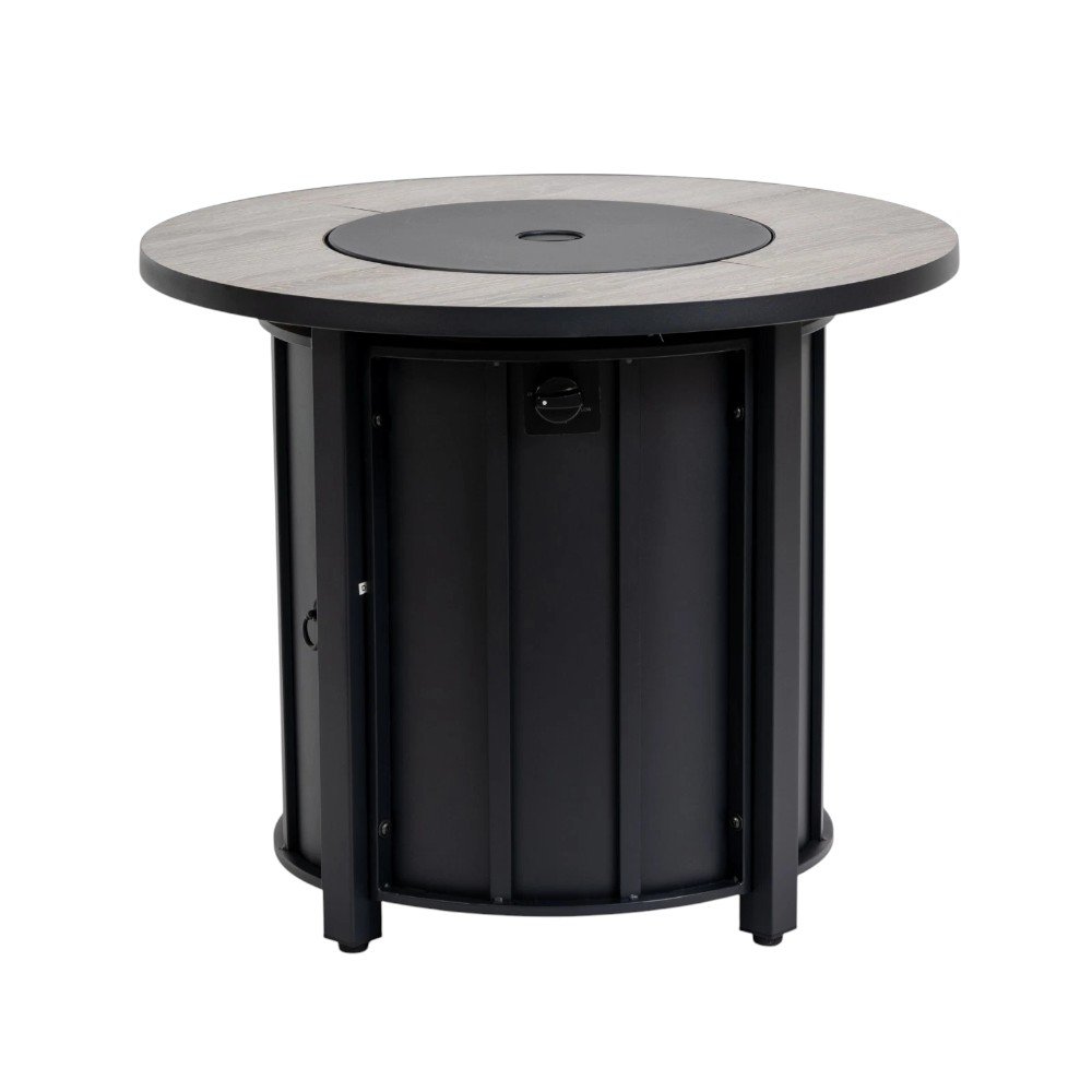 50,000 BTU 30" Black Steel Propane Column Outdoor Fire Pit with Cover