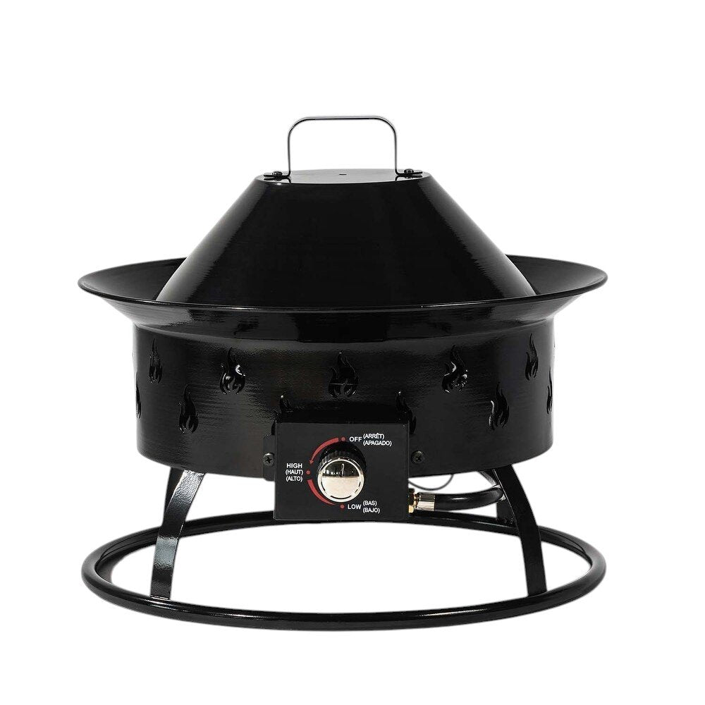 50,000 BTU 19" Black Steel Propane Portable Tabletop Round Outdoor Fire Pit