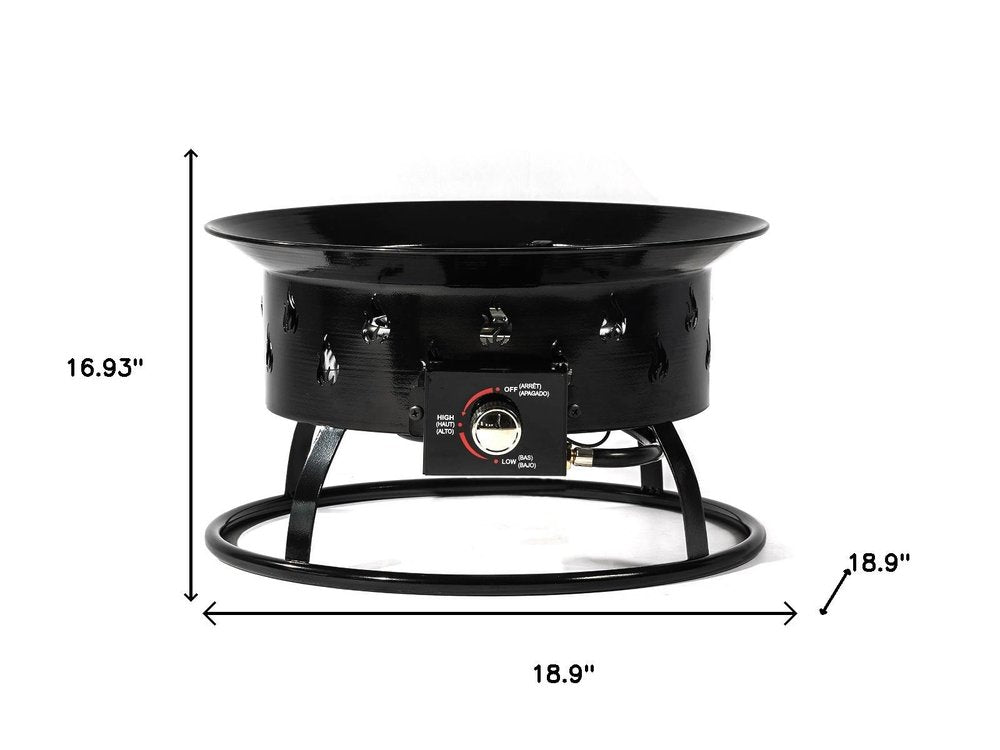50,000 BTU 19" Black Steel Propane Portable Tabletop Round Outdoor Fire Pit
