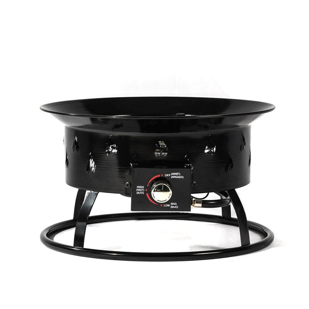 50,000 BTU 19" Black Steel Propane Portable Tabletop Round Outdoor Fire Pit