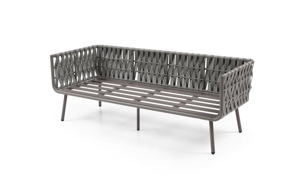 4-Piece Gray and Taupe Metal Upholstered Cushions Outdoor Patio Conversation Set with Table