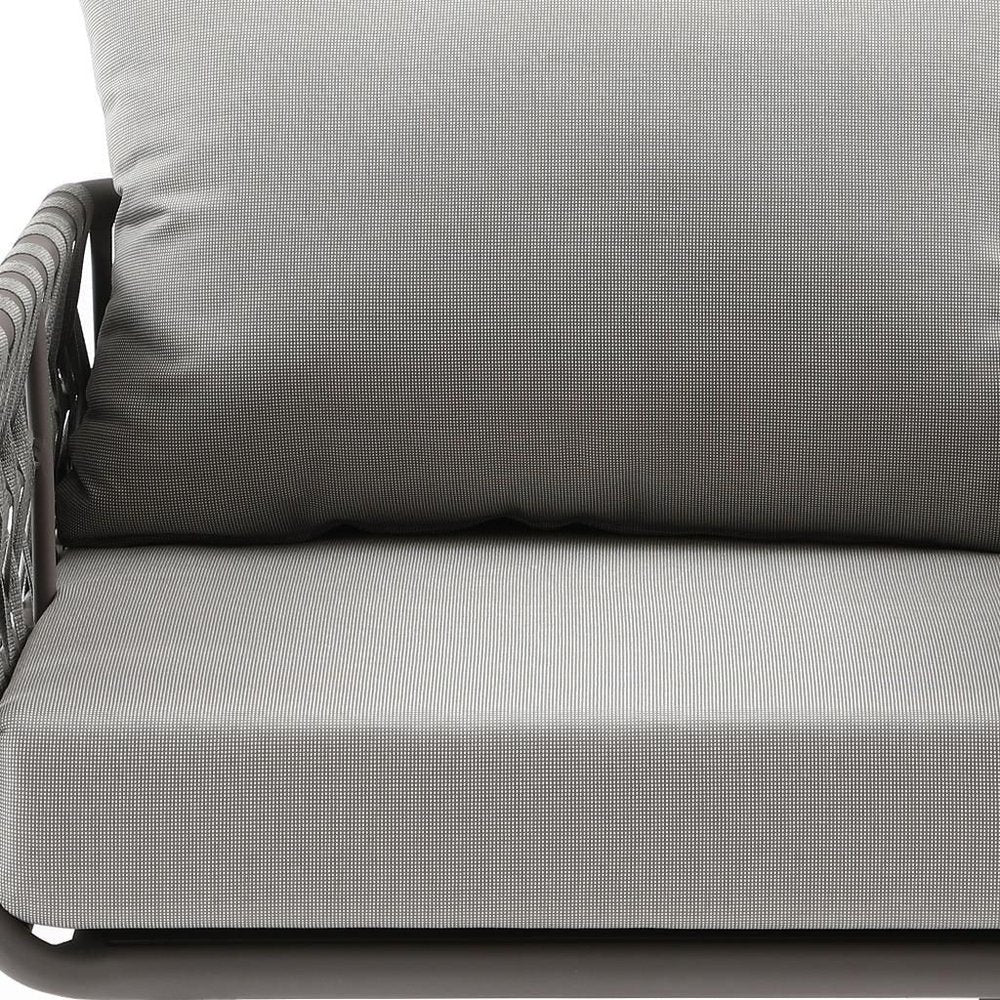 4-Piece Gray and Taupe Metal Upholstered Cushions Outdoor Patio Conversation Set with Table