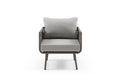 4-Piece Gray and Taupe Metal Upholstered Cushions Outdoor Patio Conversation Set with Table