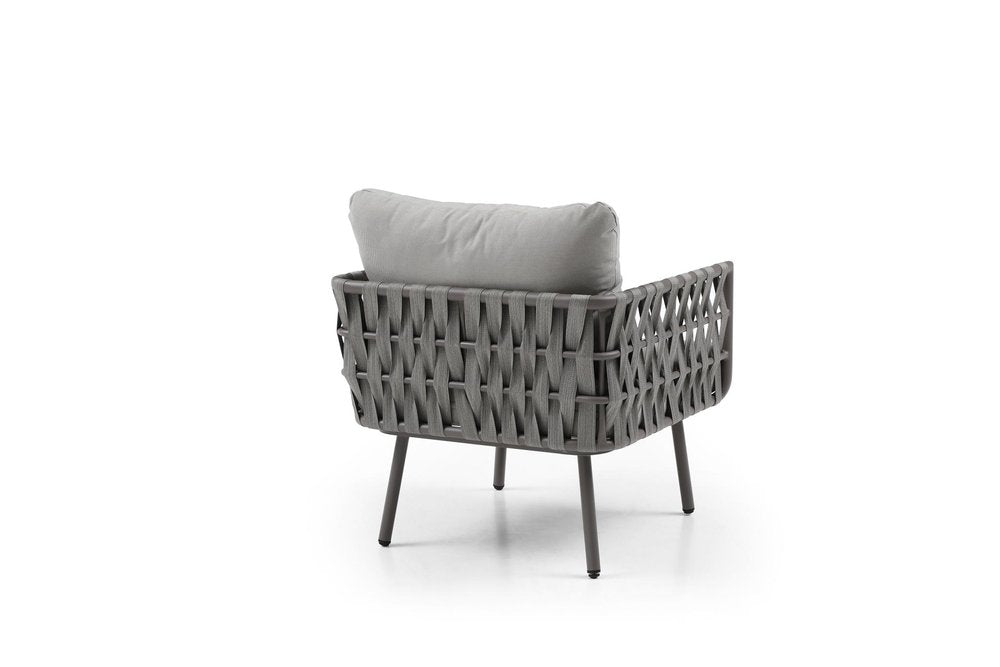 4-Piece Gray and Taupe Metal Upholstered Cushions Outdoor Patio Conversation Set with Table