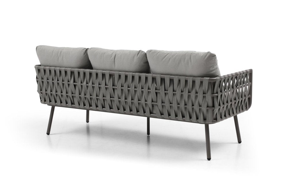 4-Piece Gray and Taupe Metal Upholstered Cushions Outdoor Patio Conversation Set with Table