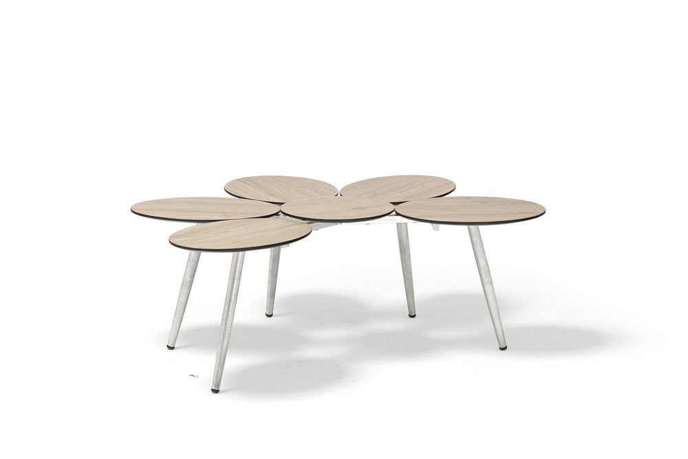 4-Piece Light Gray and Taupe Metal Upholstered Cushions Outdoor Patio Conversation Set with Table