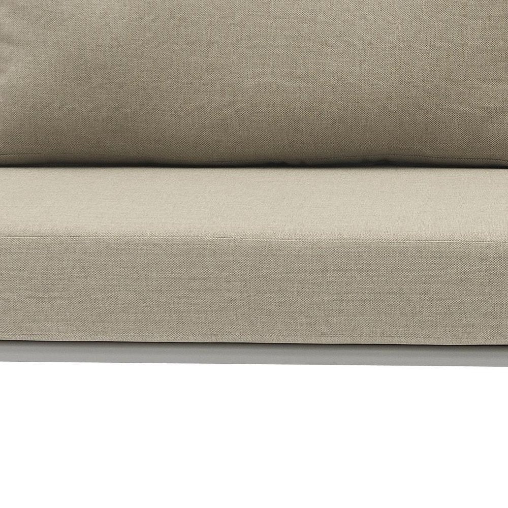 4-Piece Light Gray and Taupe Metal Upholstered Cushions Outdoor Patio Conversation Set with Table