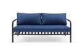 4-Piece Dark Gray and Blue Metal Upholstered Cushions Outdoor Patio Conversation Set with Table