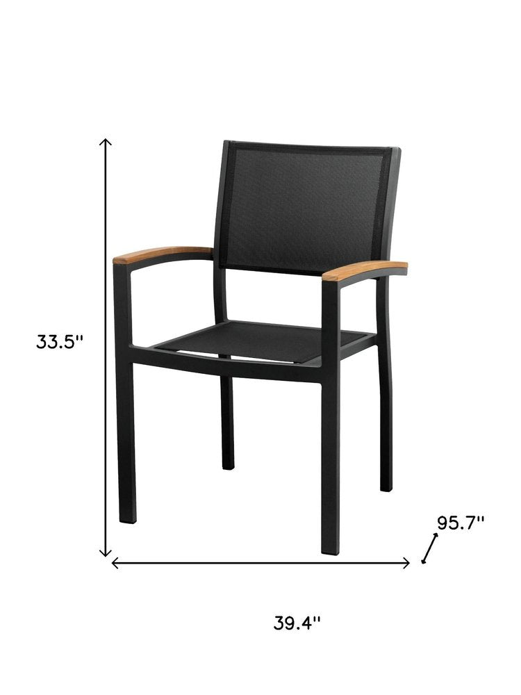 Outdoor Patio 9-Piece Brown and Black Solid Wood Dining Set with 8 Chairs