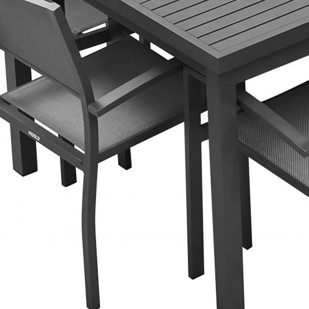 Outdoor Patio 9-Piece Black Metal Dining Set with 8 Chairs