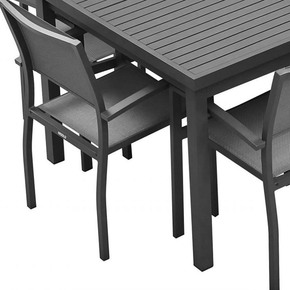 Outdoor Patio 9-Piece Black Metal Dining Set with 8 Chairs