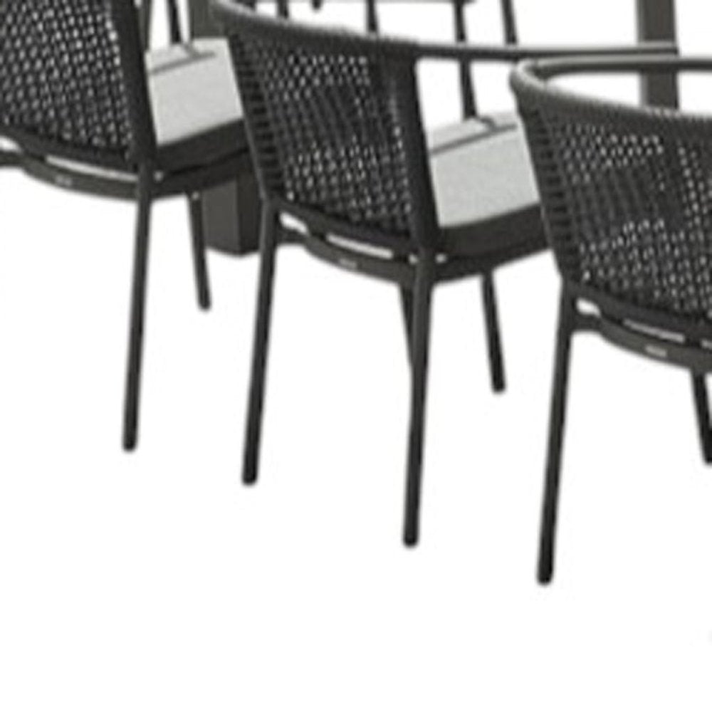 Outdoor Patio 13-Piece Natural and Black Solid Wood Dining Set with 12 Chairs