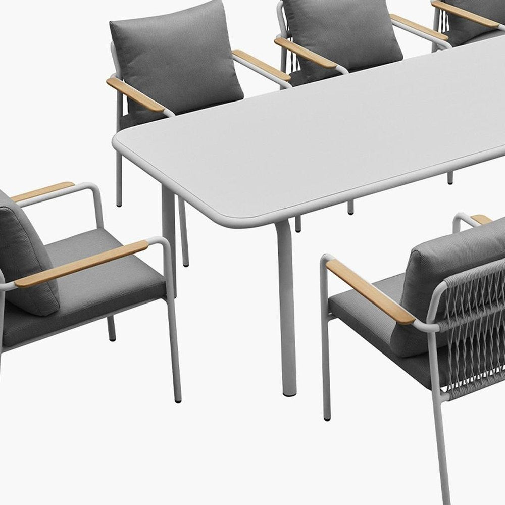 Outdoor Patio 9-Piece White Metal Dining Set with 8 Chairs