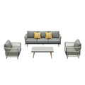 4-Piece Black Metal Outdoor Patio Conversation Set with Table