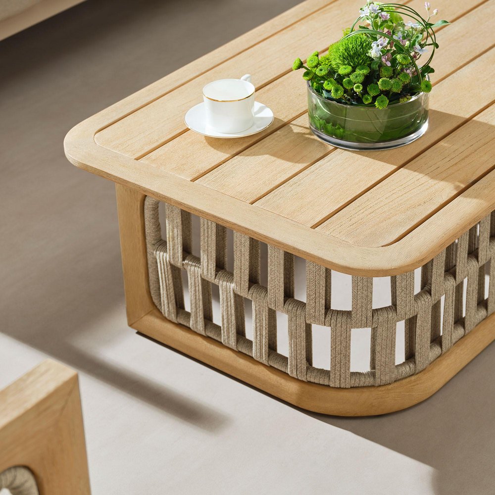 4-Piece Almond Outdoor Patio Conversation Set with Table