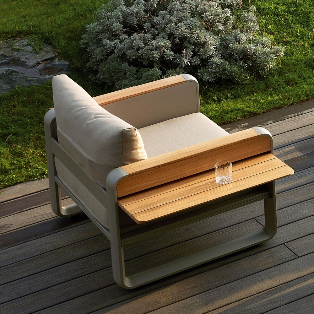 4-Piece Almond Metal Outdoor Patio Conversation Set with Table