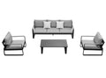 4-Piece Black Metal Outdoor Patio Conversation Set with Table