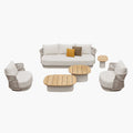 6-Piece Beige Metal Outdoor Patio Conversation Set with Table