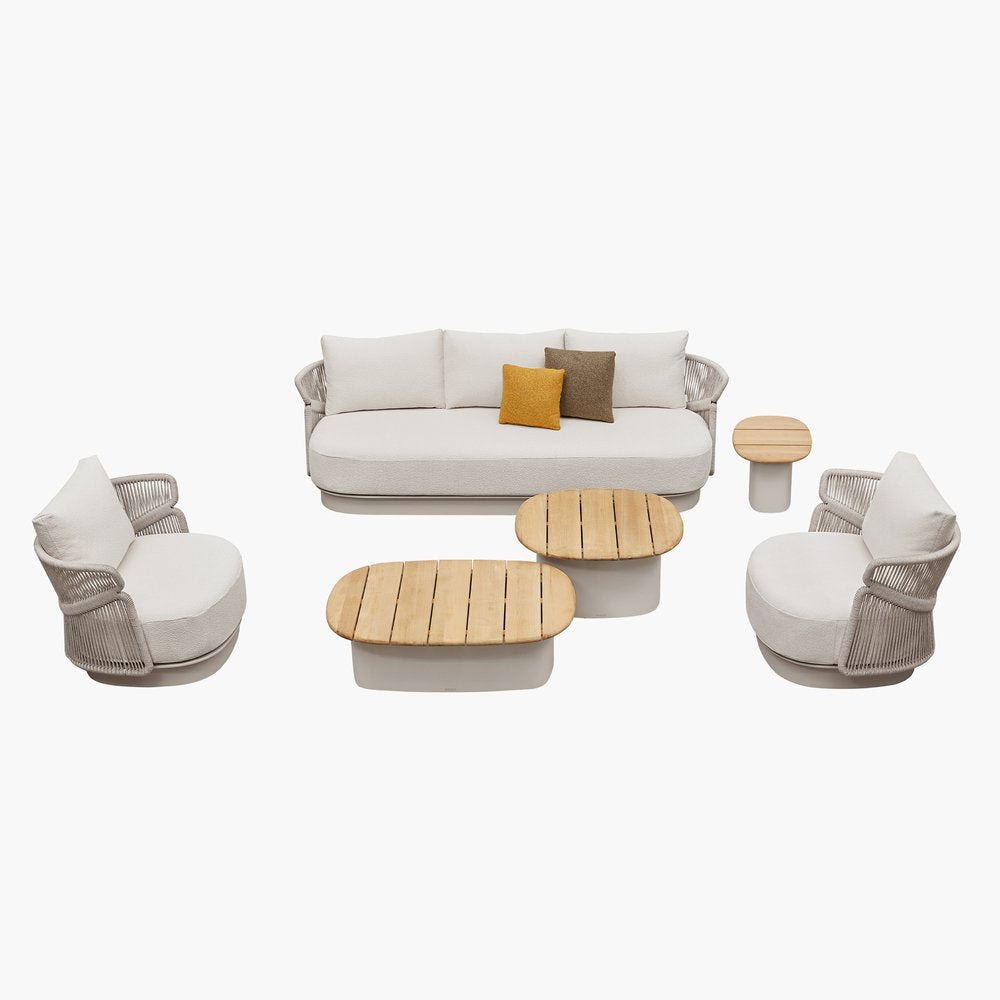 6-Piece Beige Metal Outdoor Patio Conversation Set with Table