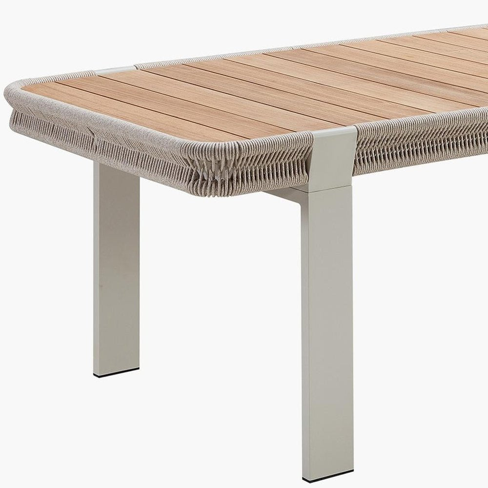 Outdoor Patio 7-Piece Light Brown and Beige Solid Wood Dining Set with 6 Chairs