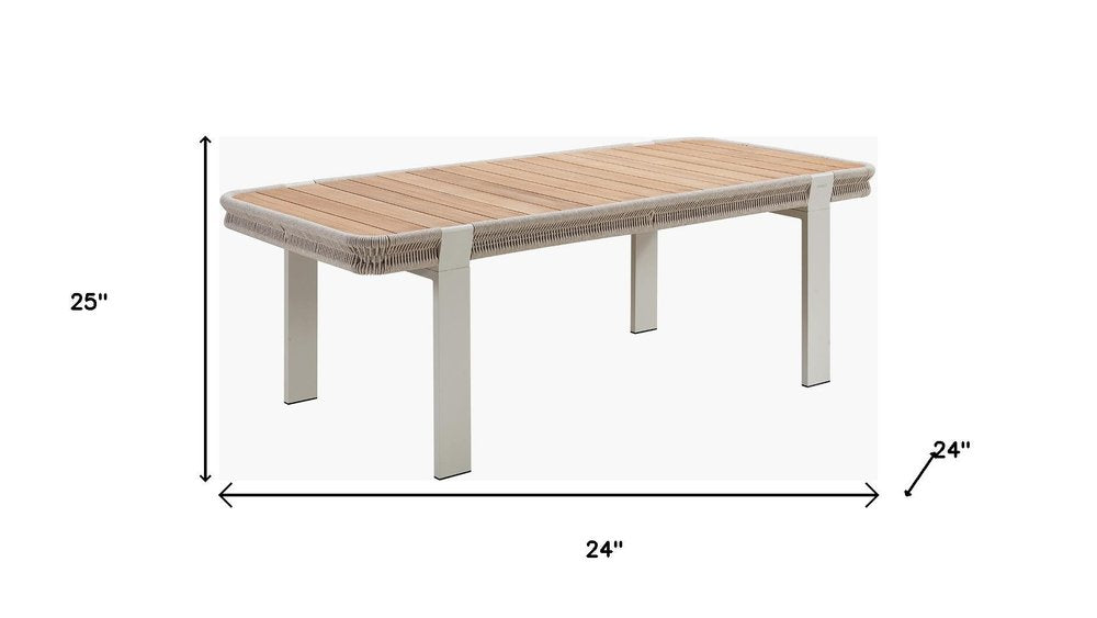 Outdoor Patio 7-Piece Light Brown and Beige Solid Wood Dining Set with 6 Chairs